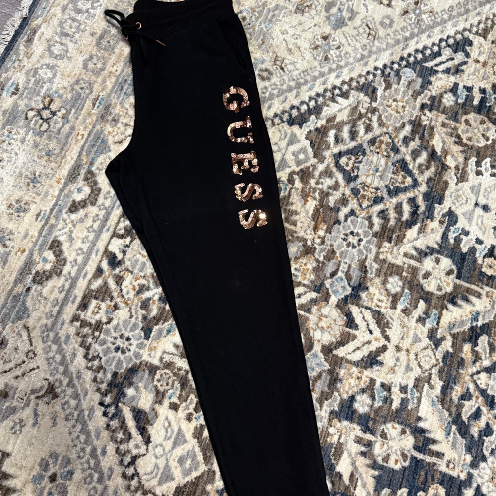 Black GUESS Sweatpants with Sequin Logo